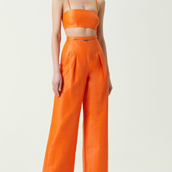 Cult Gaia Orange Crop Top and Pant Set - Picture 1 of 8